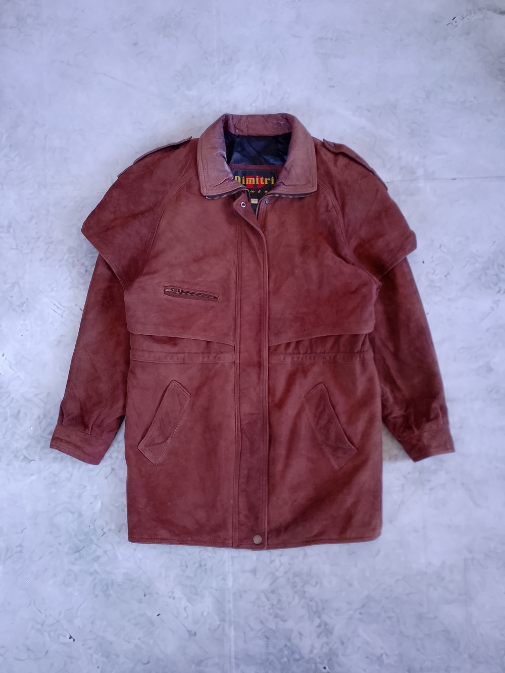 Vintage Dimitri Rust Suede/Leather Long Jacket